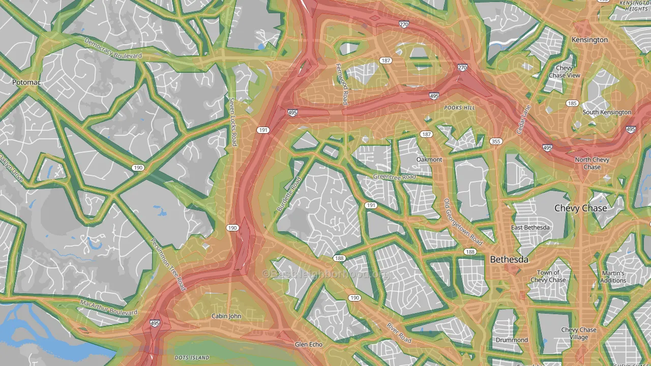 20817, MD Map of Noise Levels in 20817