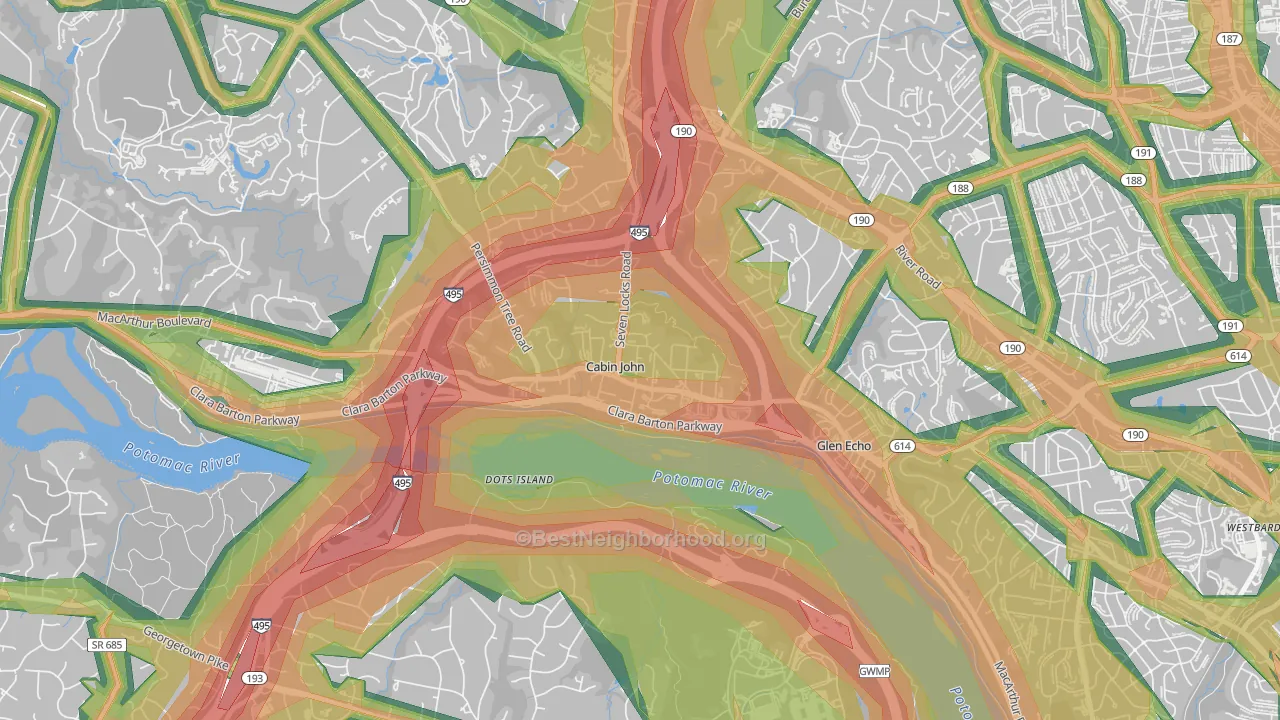 20818, MD Map of Noise Levels in 20818