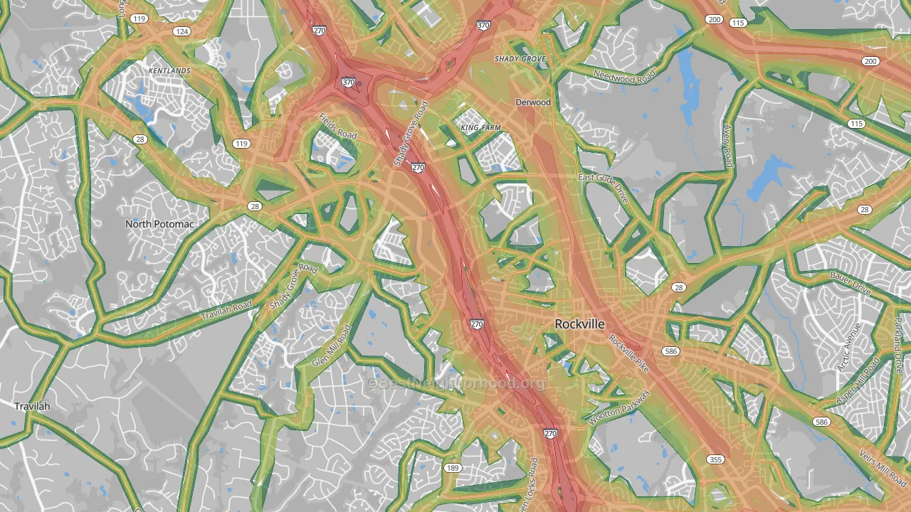 20850, MD Map of Noise Levels in 20850