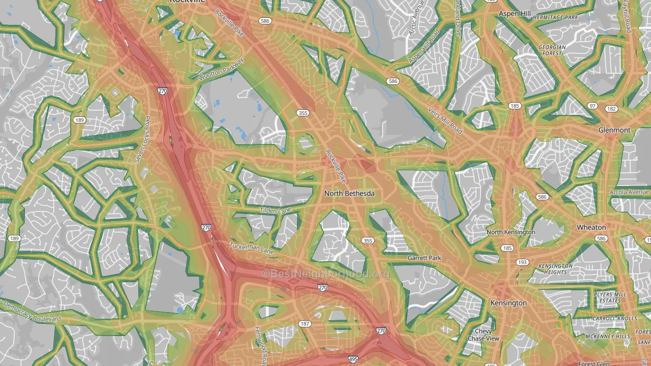 20852, MD Map of Noise Levels in 20852