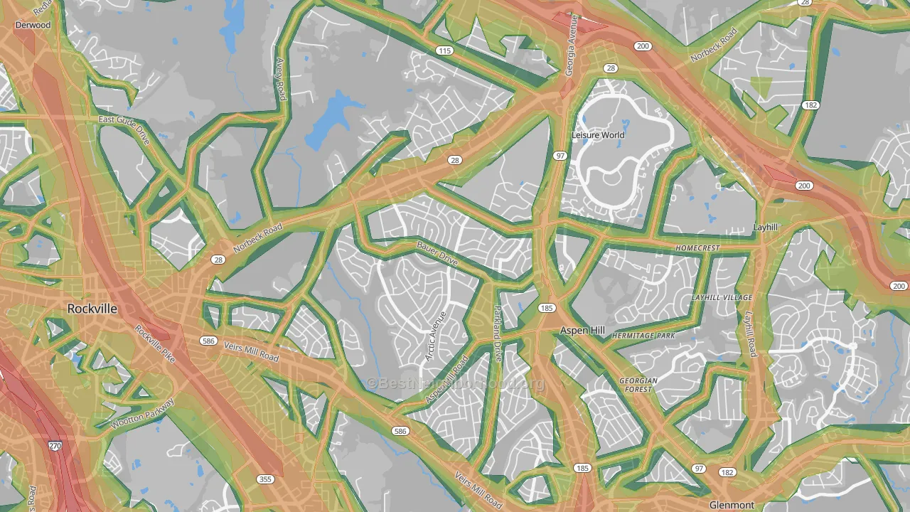 20853, MD Map of Noise Levels in 20853