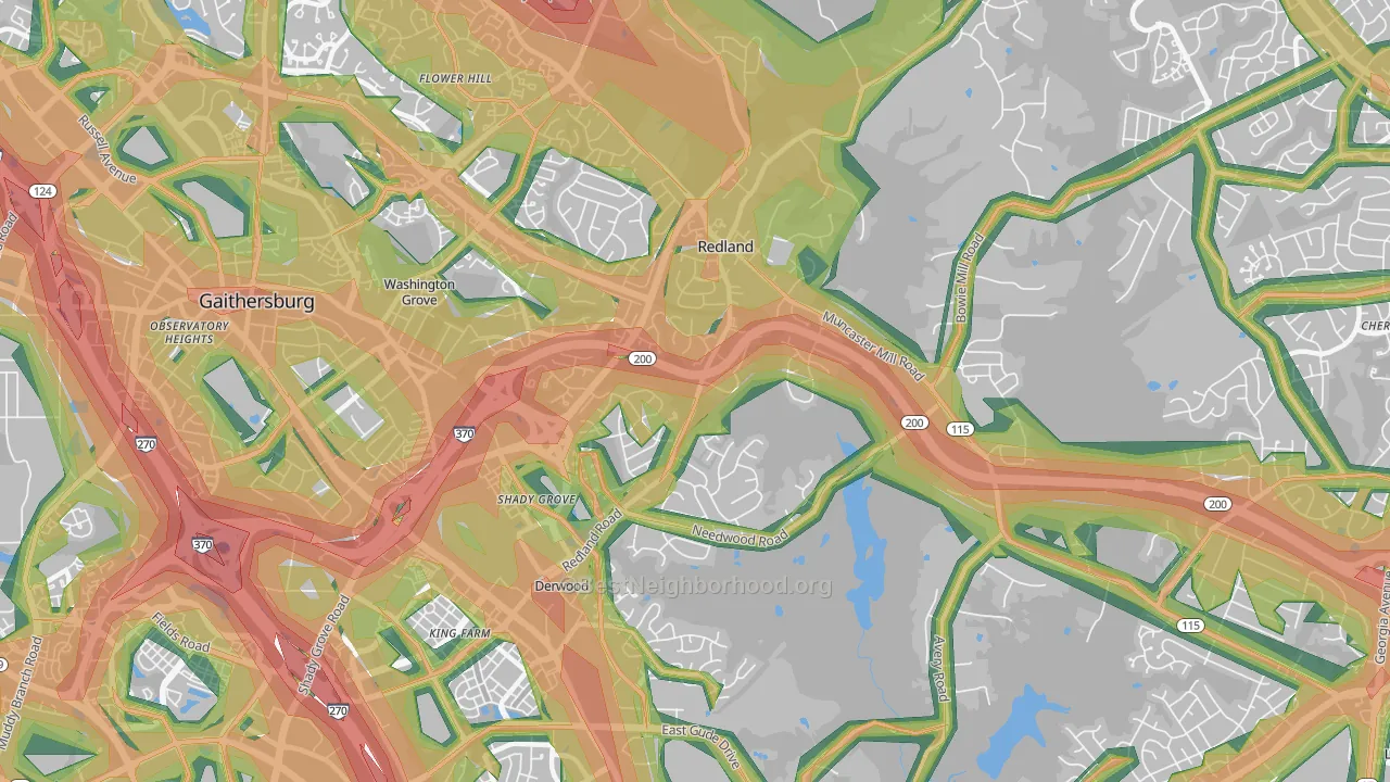 20855, MD Map of Noise Levels in 20855