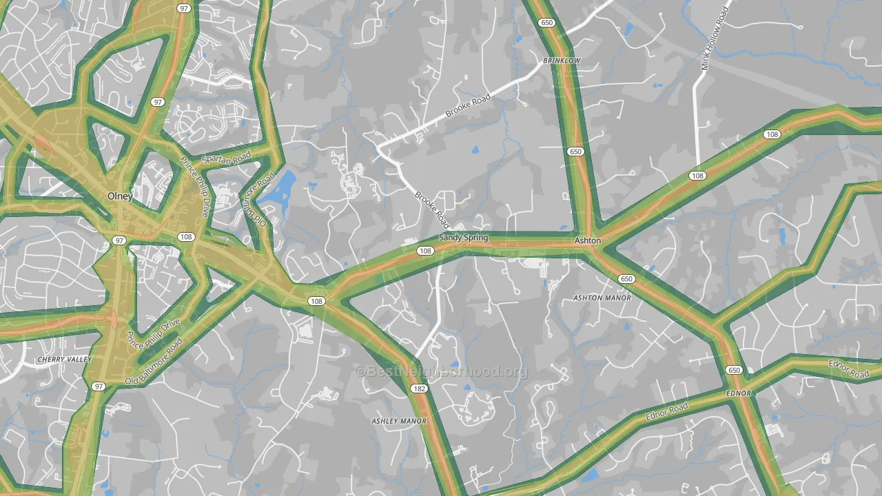 20860, MD Map of Noise Levels in 20860