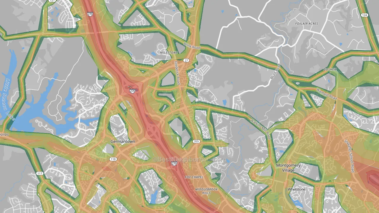 20876, MD Map of Noise Levels in 20876