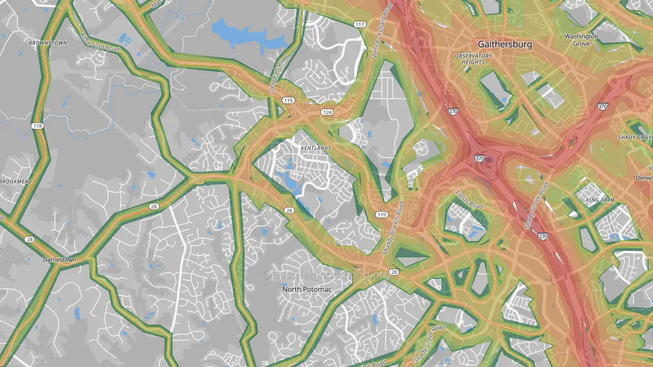 20878, MD Map of Noise Levels in 20878