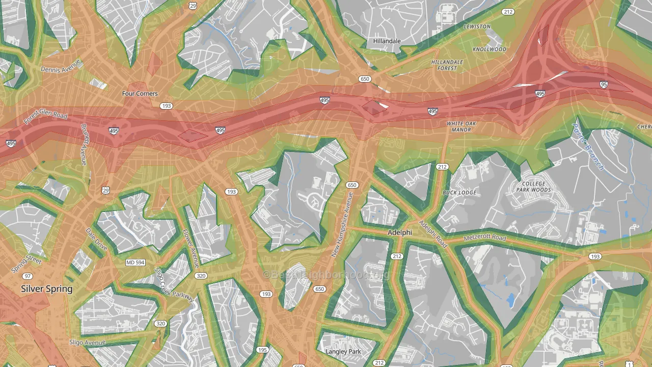 20903, MD Map of Noise Levels in 20903
