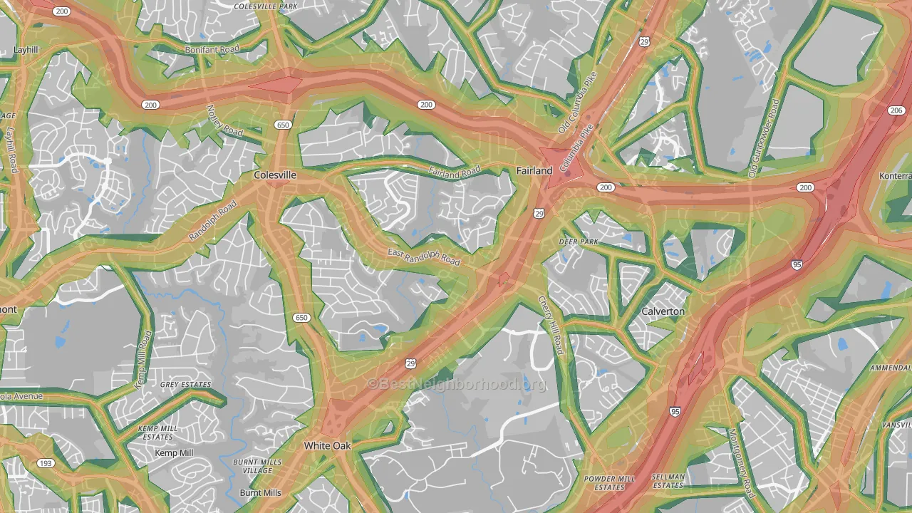 20904, MD Map of Noise Levels in 20904