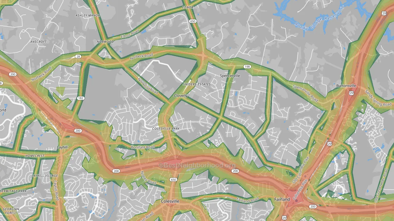 20905, MD Map of Noise Levels in 20905