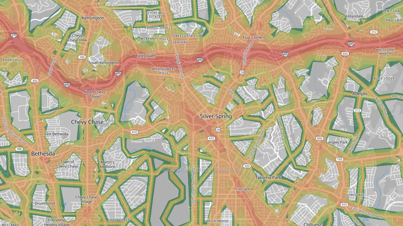 20910, MD Map of Noise Levels in 20910