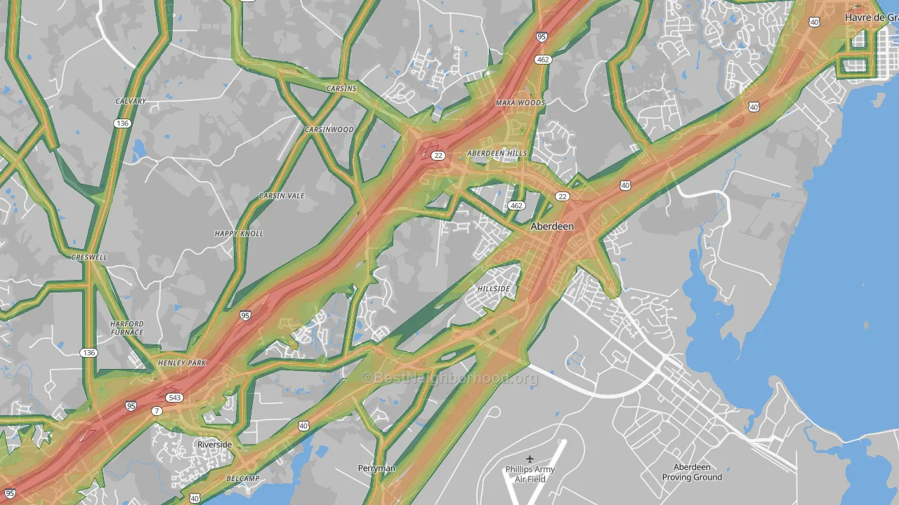 21001, MD Map of Noise Levels in 21001