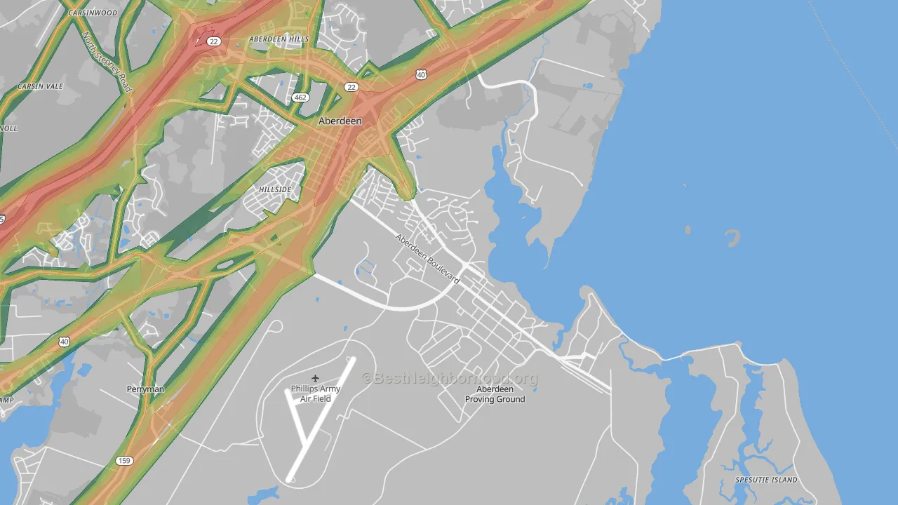 21005, MD Map of Noise Levels in 21005