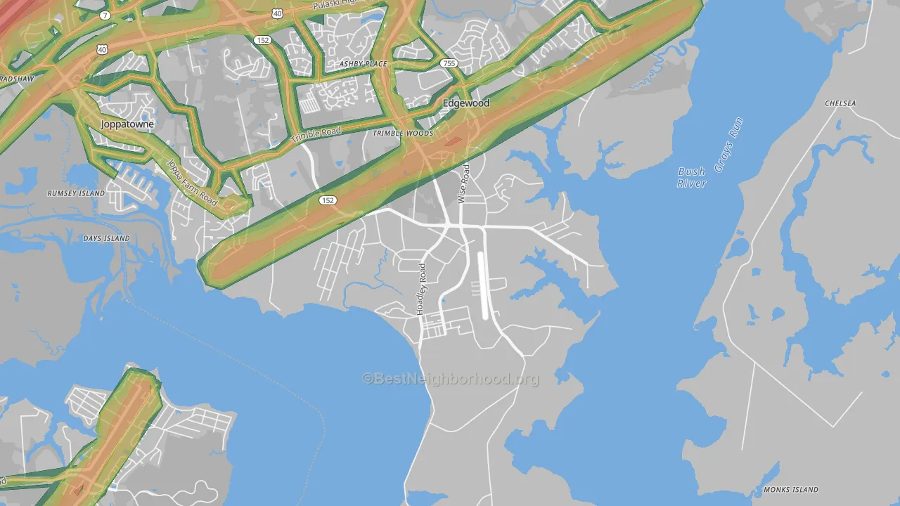 21010, MD Map of Noise Levels in 21010