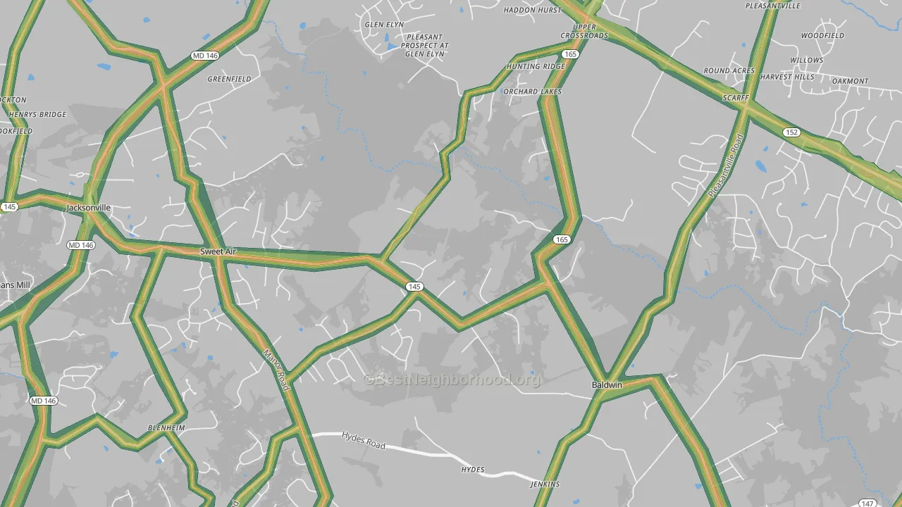 21013, MD Map of Noise Levels in 21013