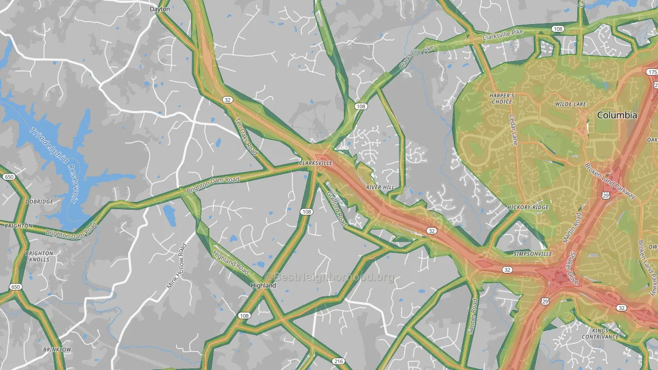 21029, MD Map of Noise Levels in 21029