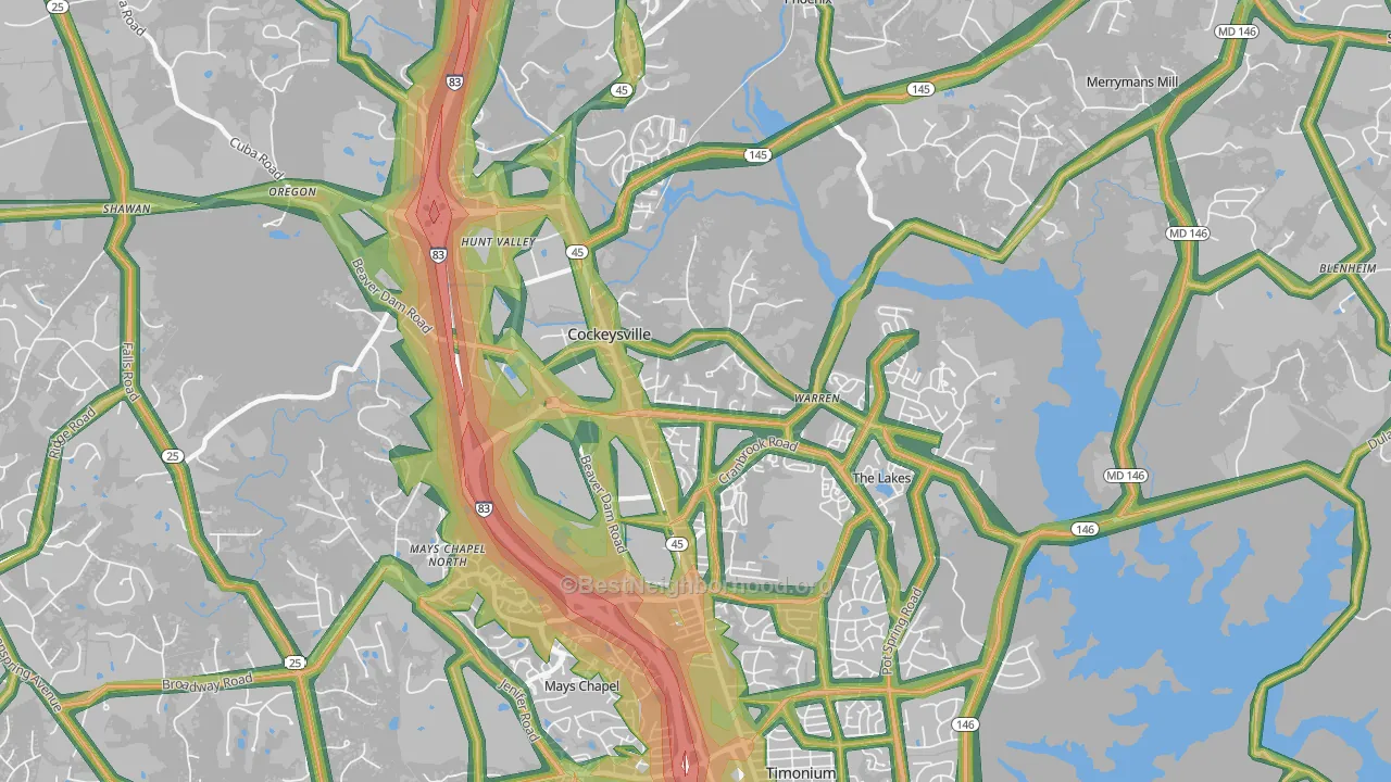 21030, MD Map of Noise Levels in 21030