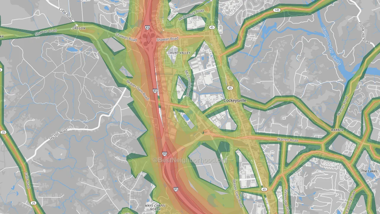 21031, MD Map of Noise Levels in 21031