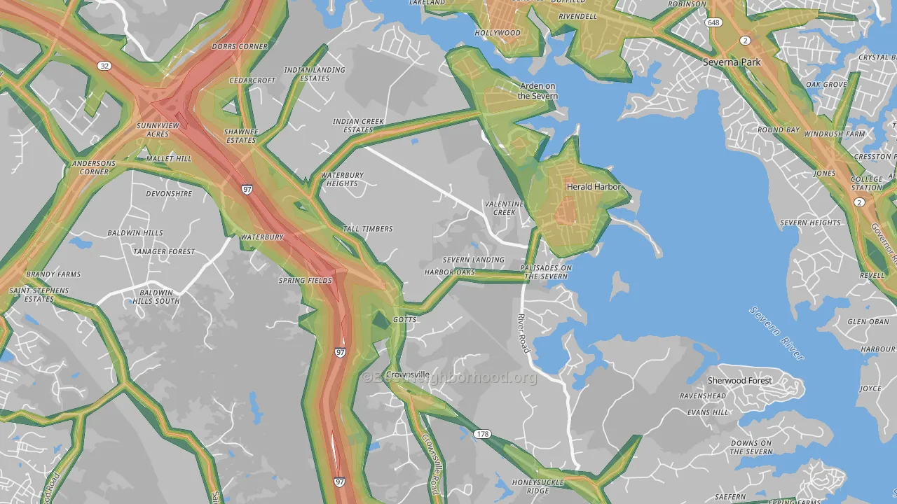 21032, MD Map of Noise Levels in 21032
