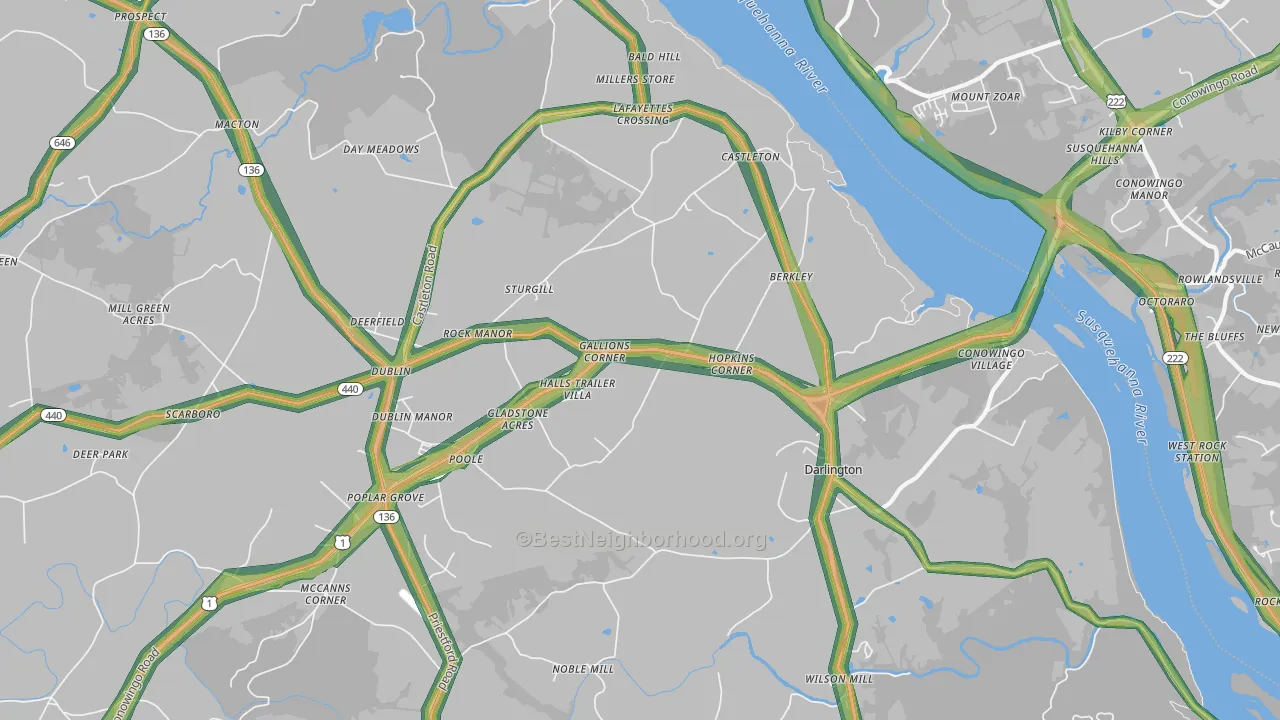 21034, MD Map of Noise Levels in 21034