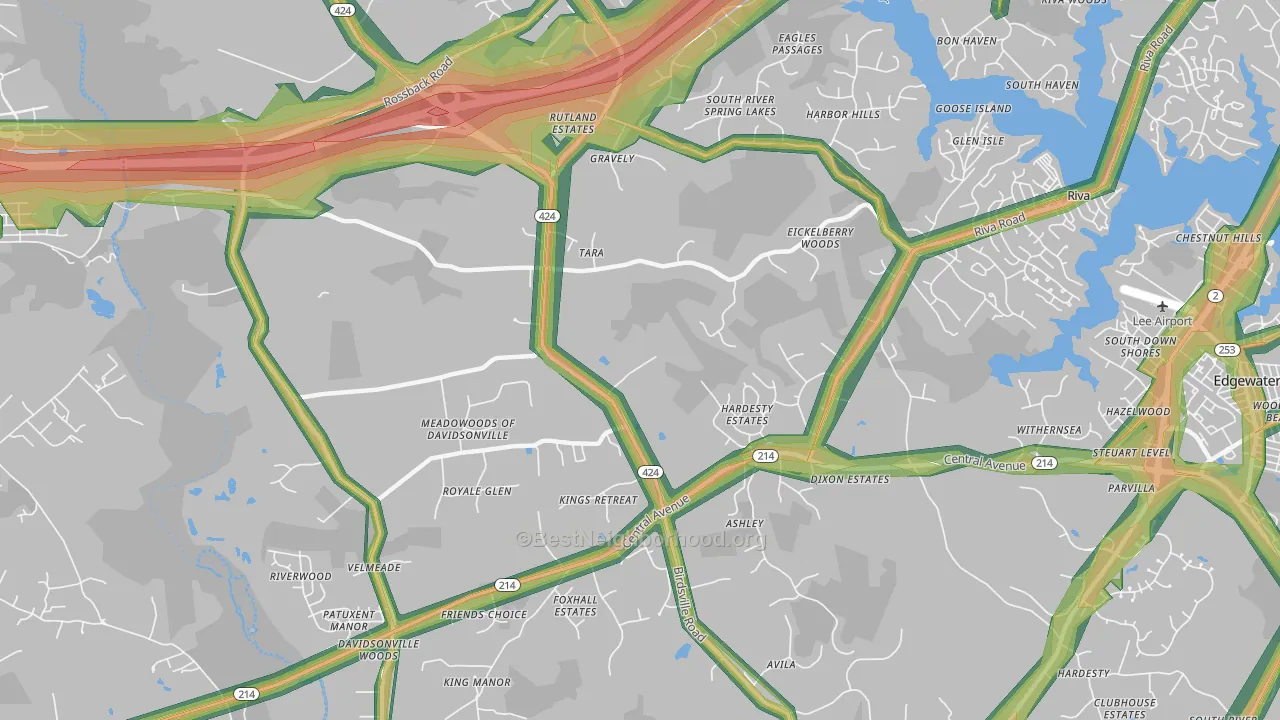 21035, MD Map of Noise Levels in 21035