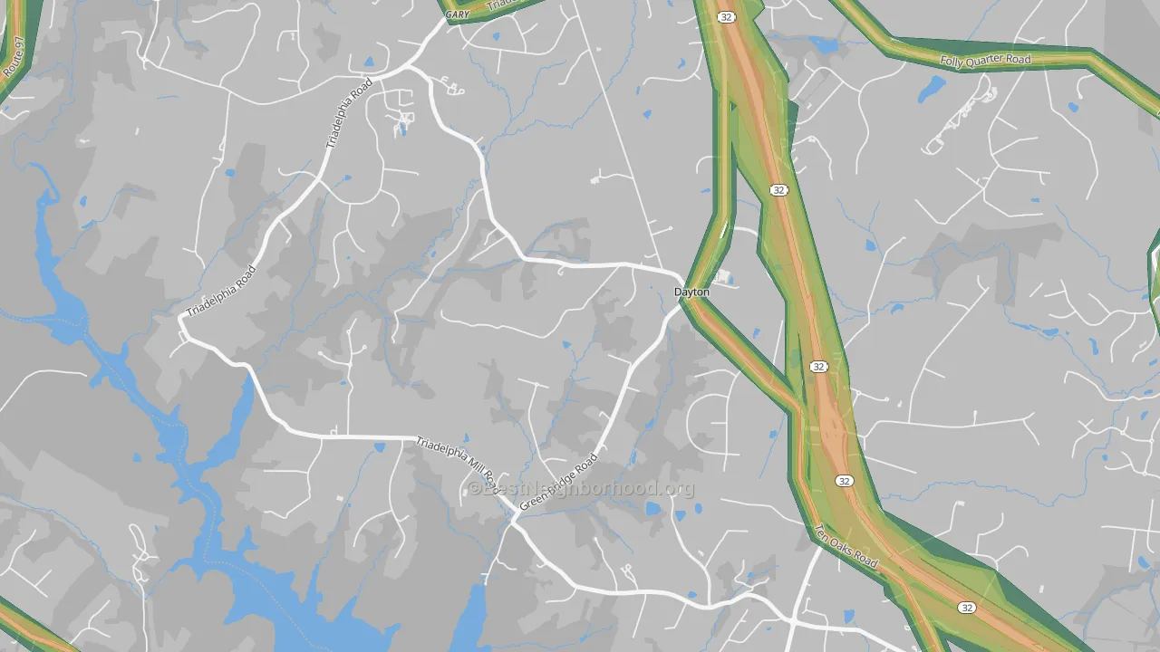 21036, MD Map of Noise Levels in 21036