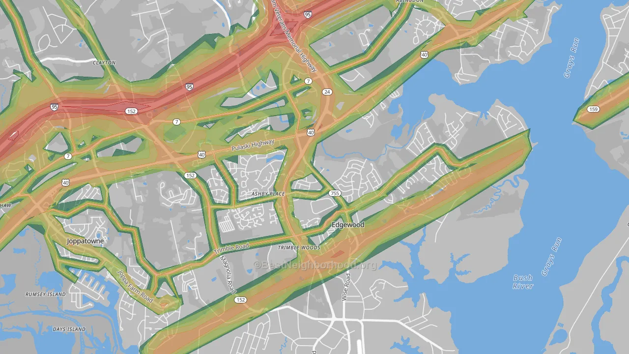 21040, MD Map of Noise Levels in 21040