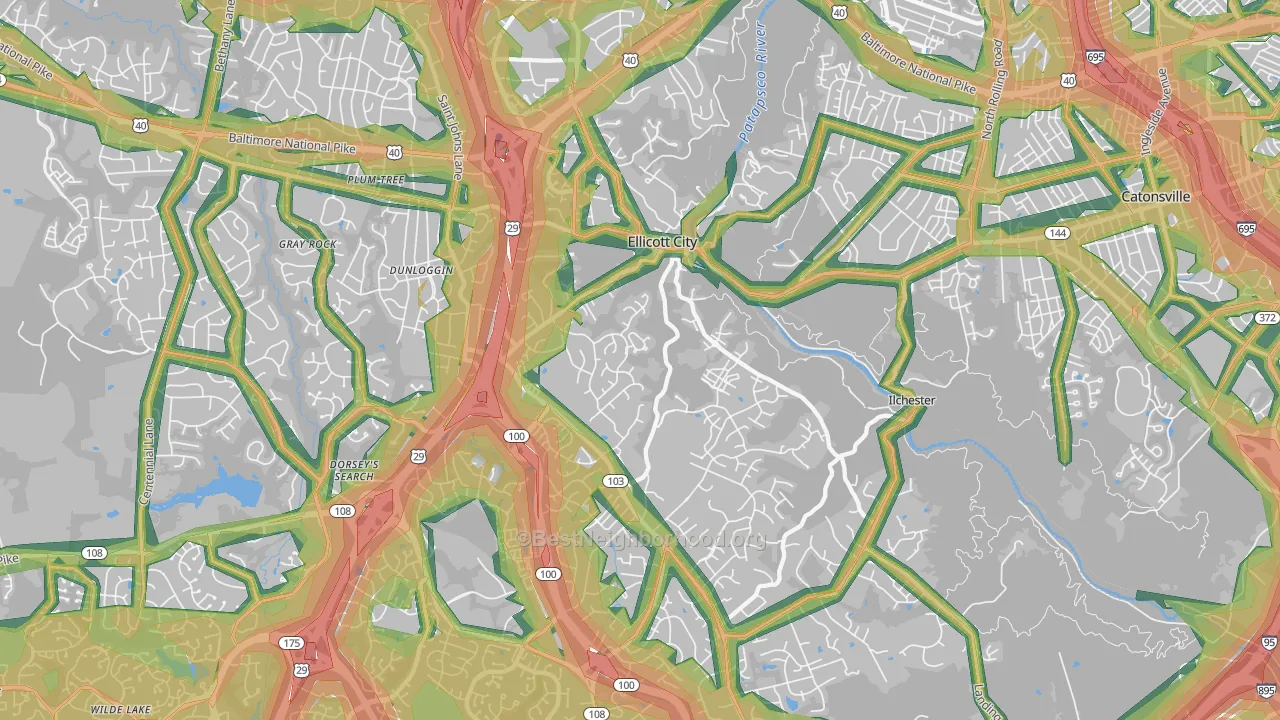 21043, MD Map of Noise Levels in 21043