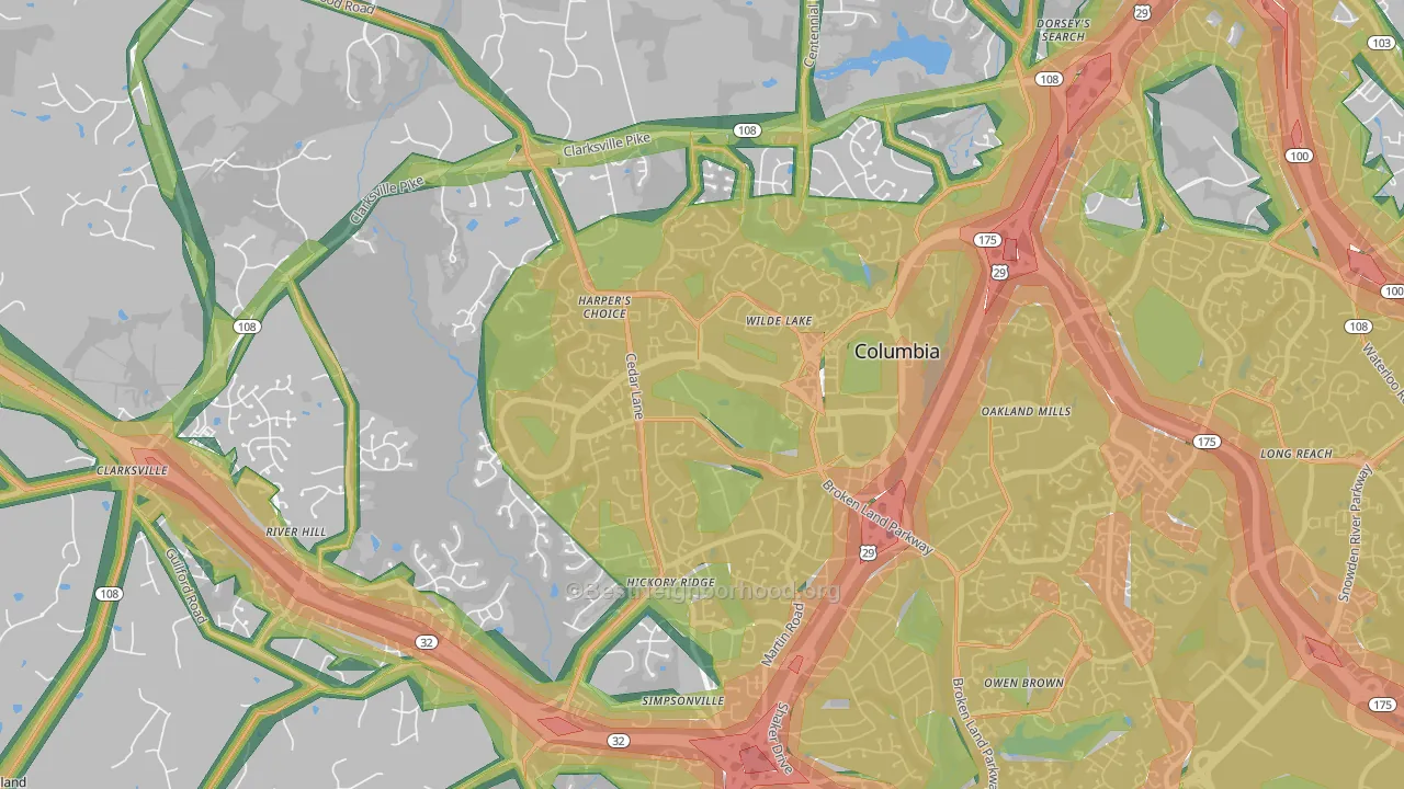 21044, MD Map of Noise Levels in 21044
