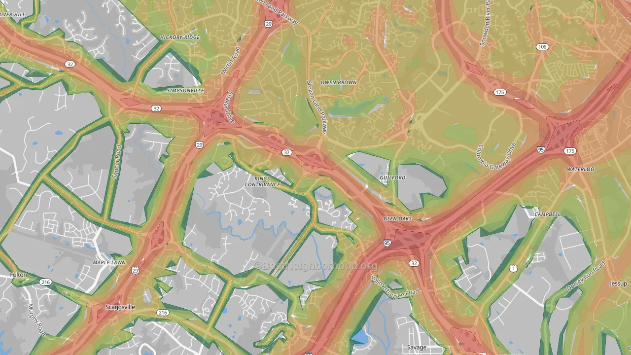 21046, MD Map of Noise Levels in 21046