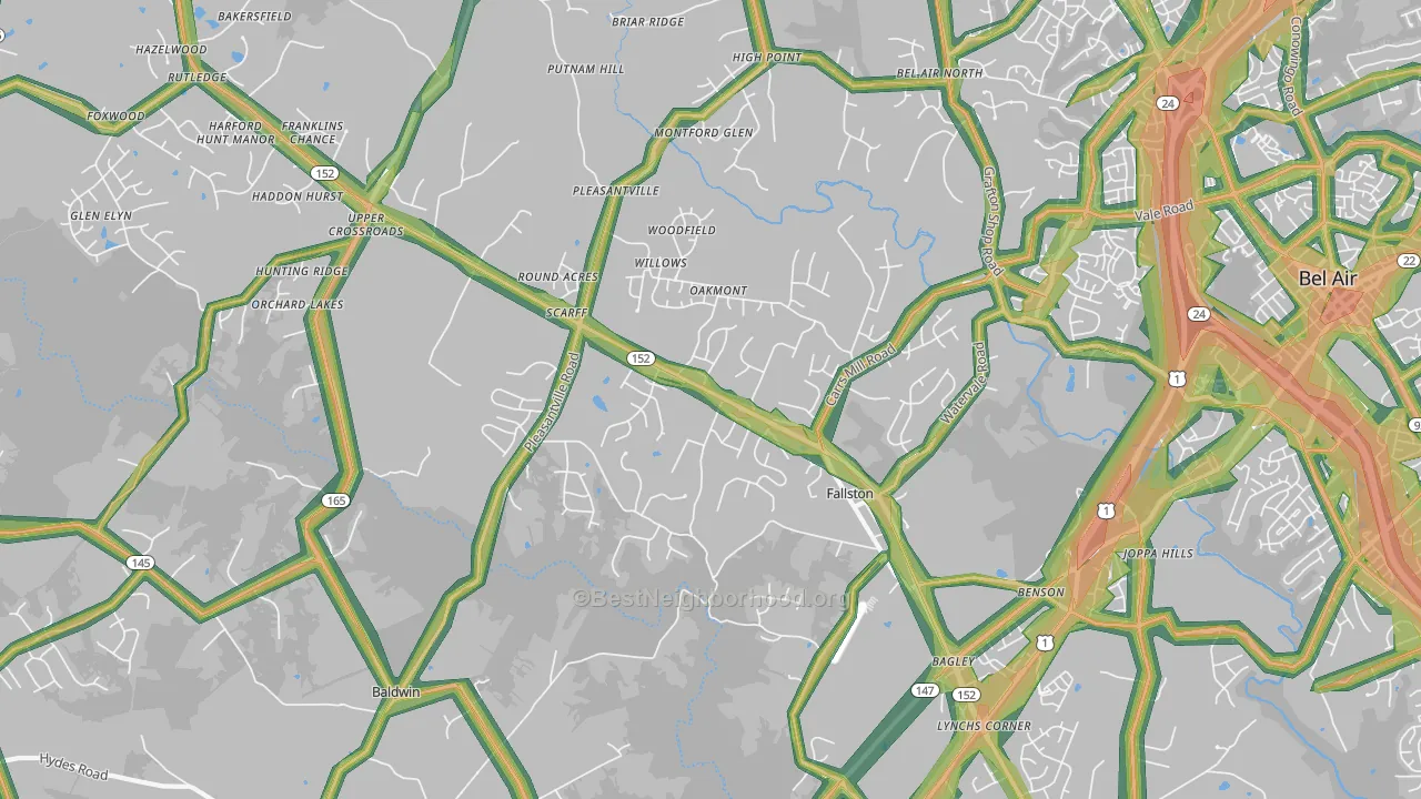 21047, MD Map of Noise Levels in 21047