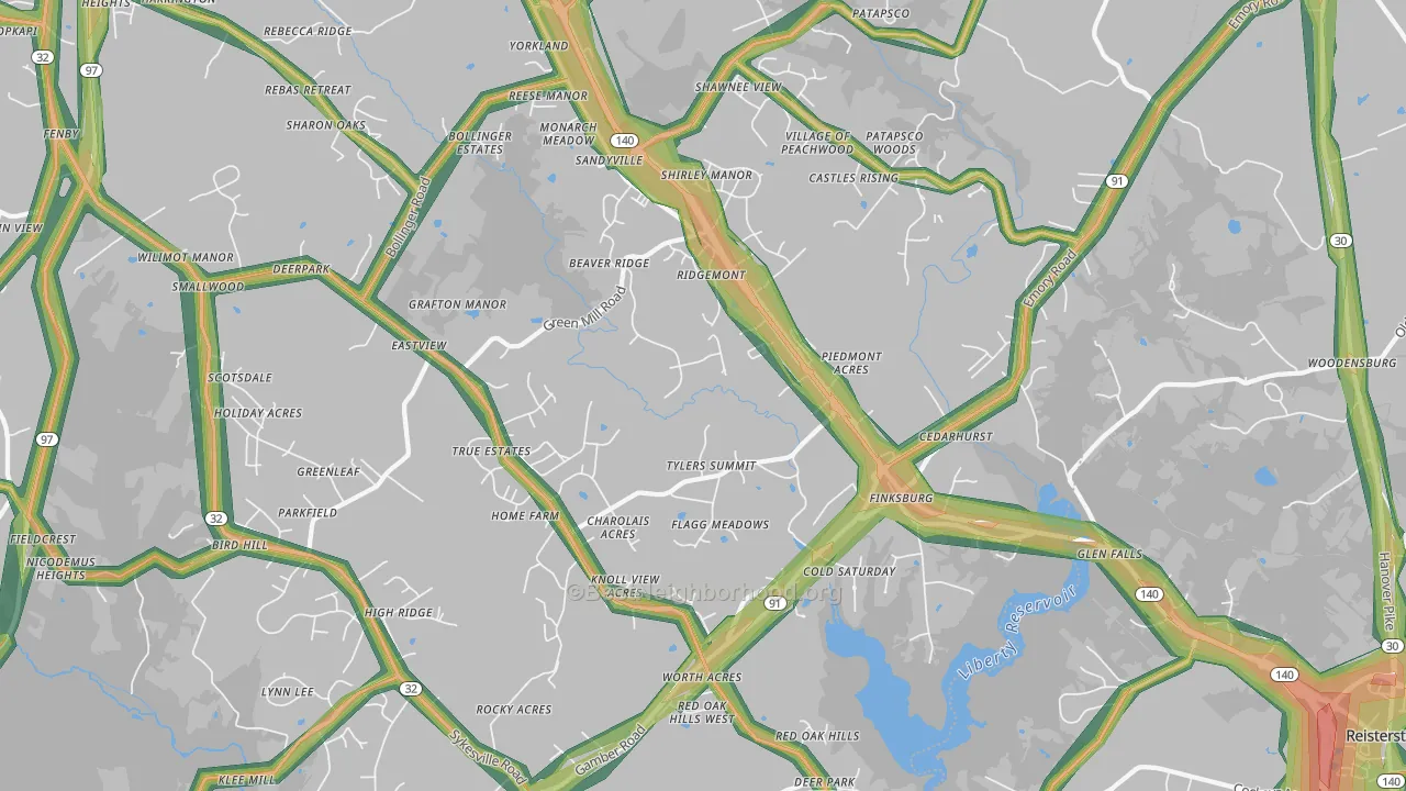 21048, MD Map of Noise Levels in 21048