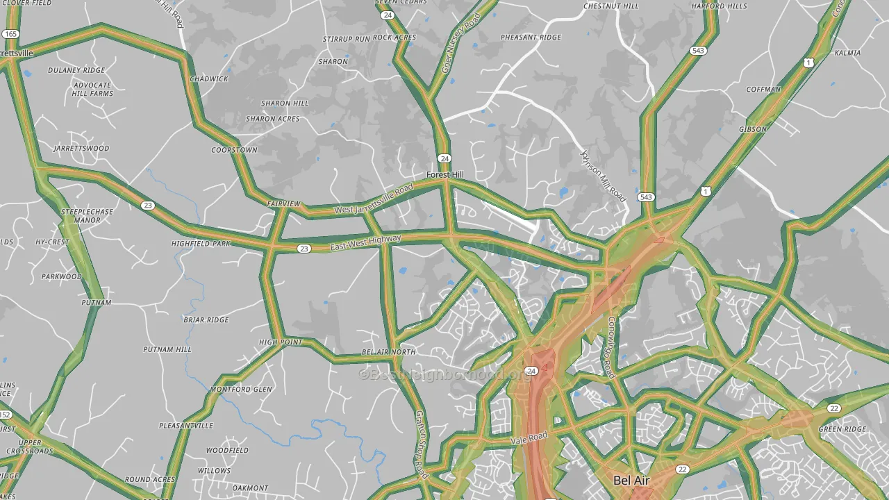 21050, MD Map of Noise Levels in 21050