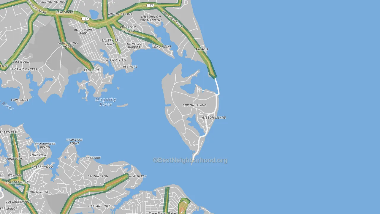 21056, MD Map of Noise Levels in 21056