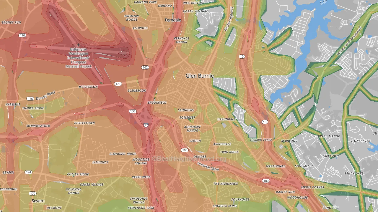 21061, MD Map of Noise Levels in 21061