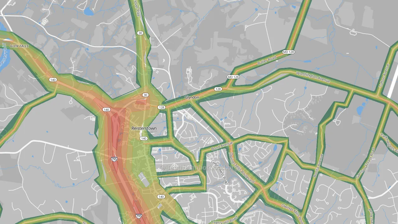 21071, MD Map of Noise Levels in 21071