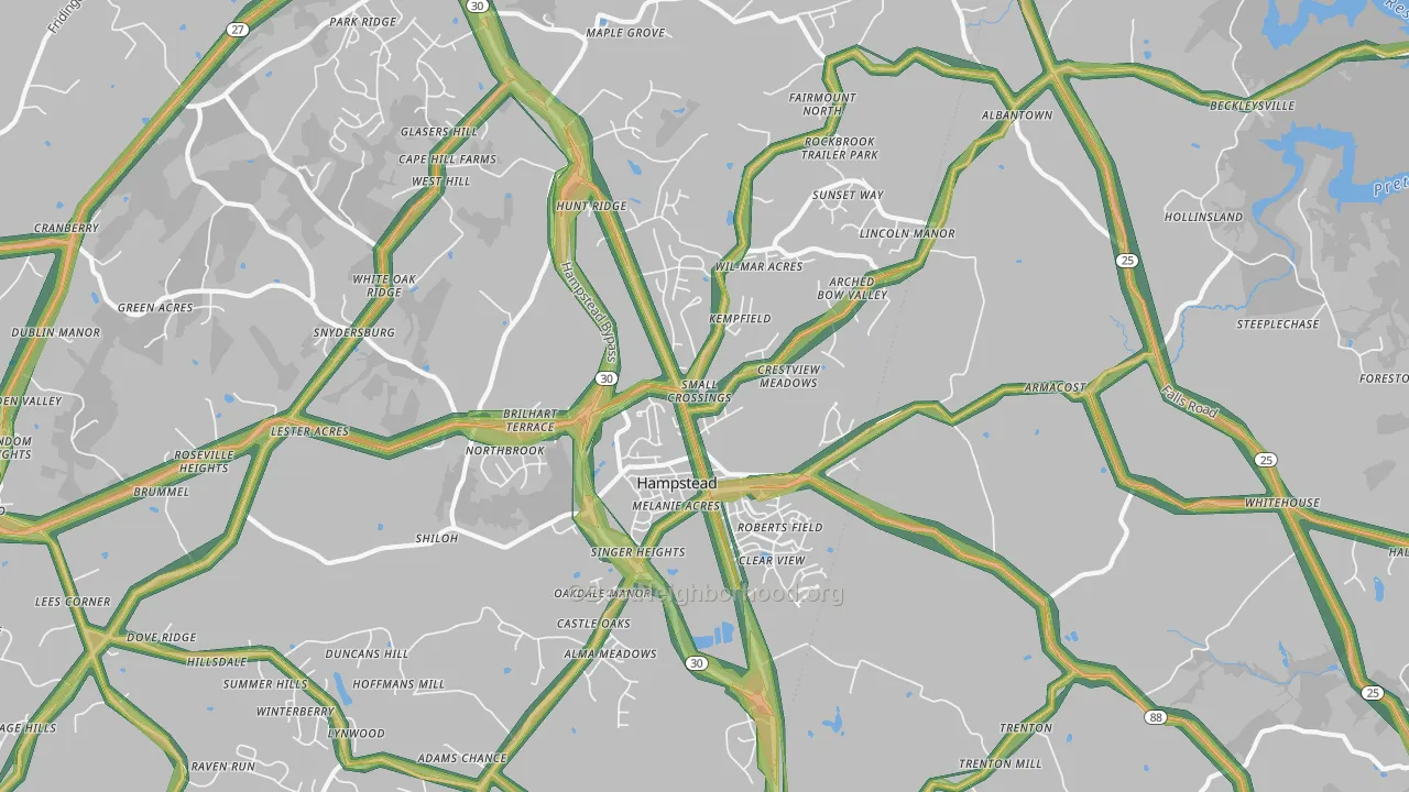 21074, MD Map of Noise Levels in 21074