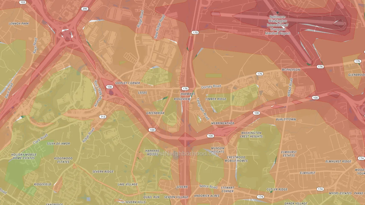 21077, MD Map of Noise Levels in 21077