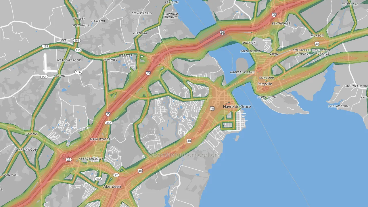 21078, MD Map of Noise Levels in 21078