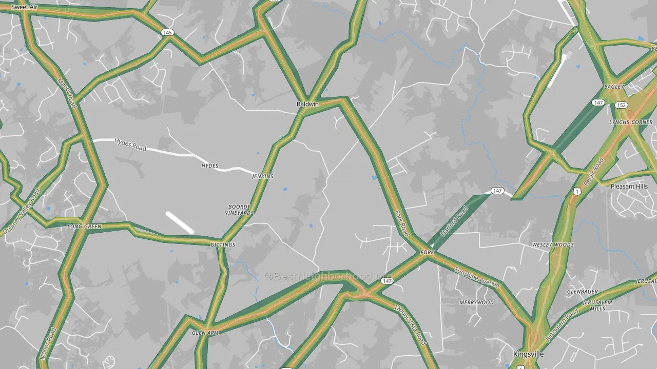 21082, MD Map of Noise Levels in 21082
