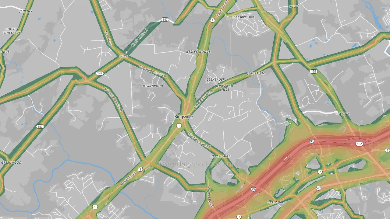 21087, MD Map of Noise Levels in 21087