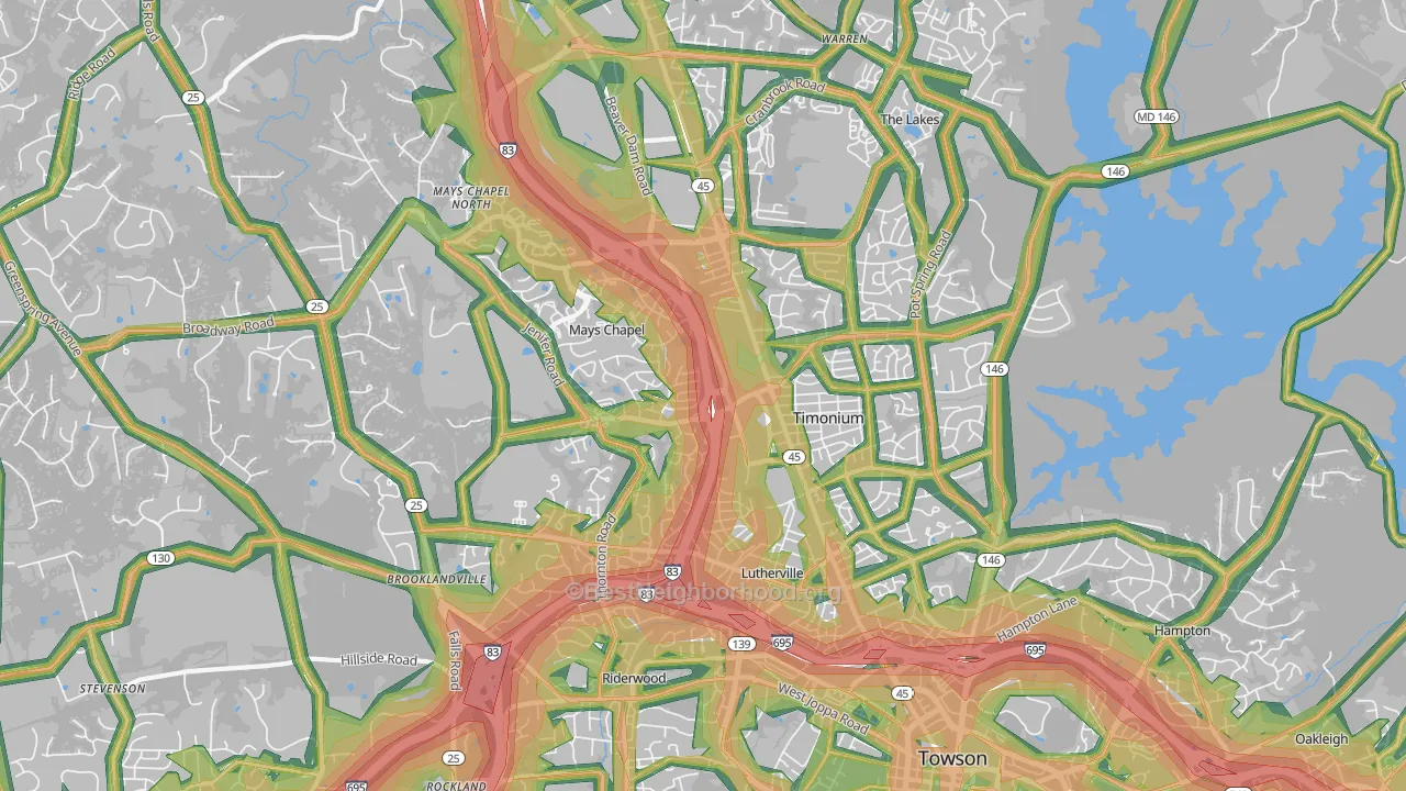 21093, MD Map of Noise Levels in 21093