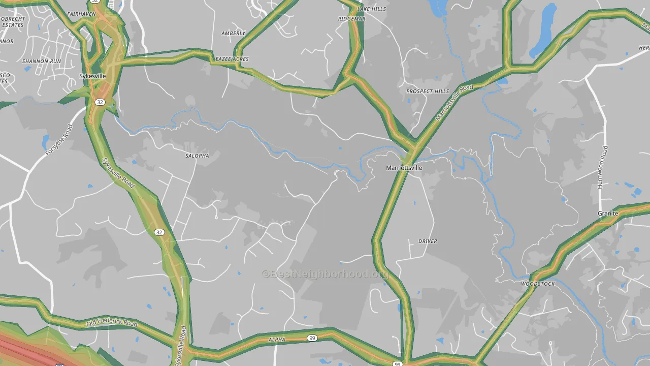 21104, MD Map of Noise Levels in 21104
