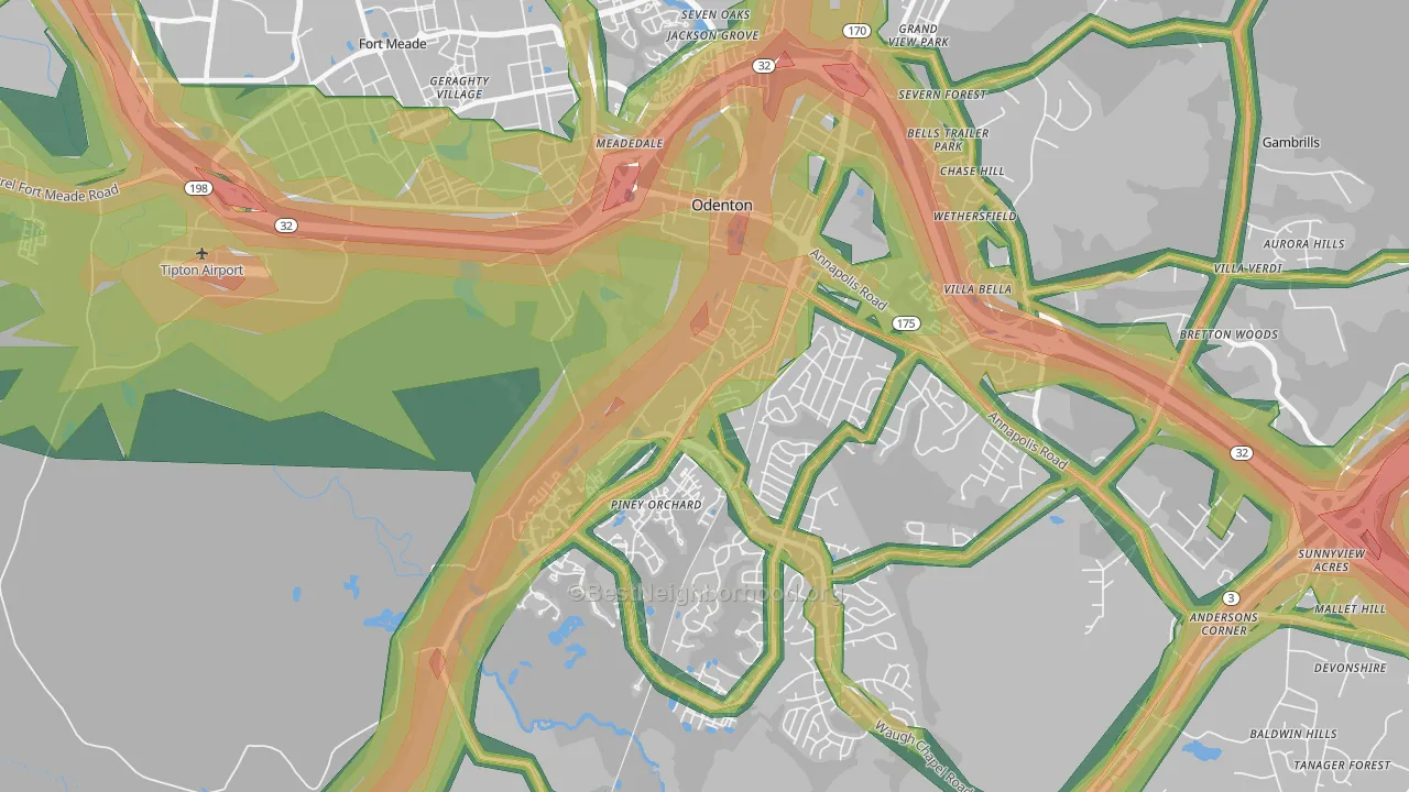 21113, MD Map of Noise Levels in 21113