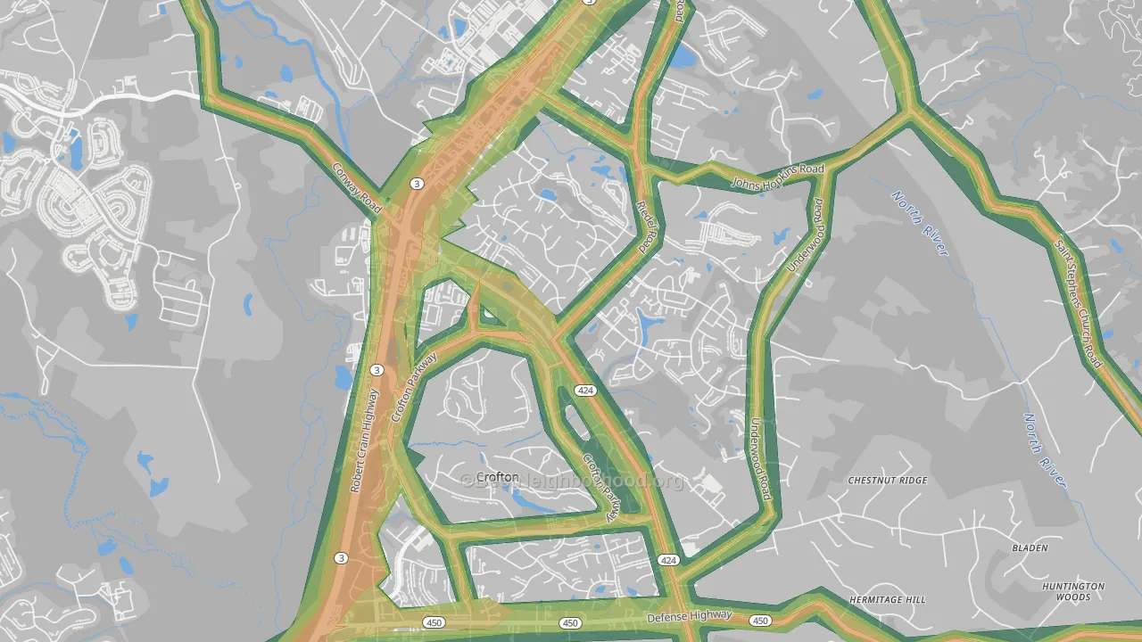 21114, MD Map of Noise Levels in 21114