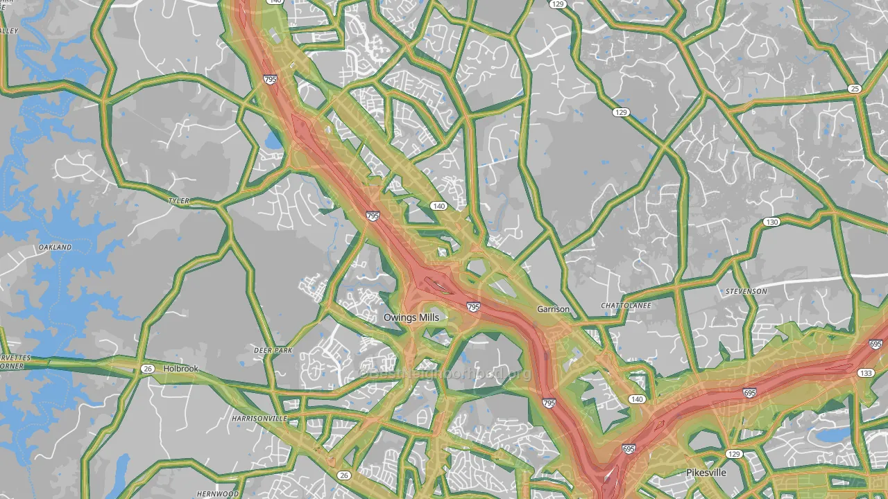 21117, MD Map of Noise Levels in 21117