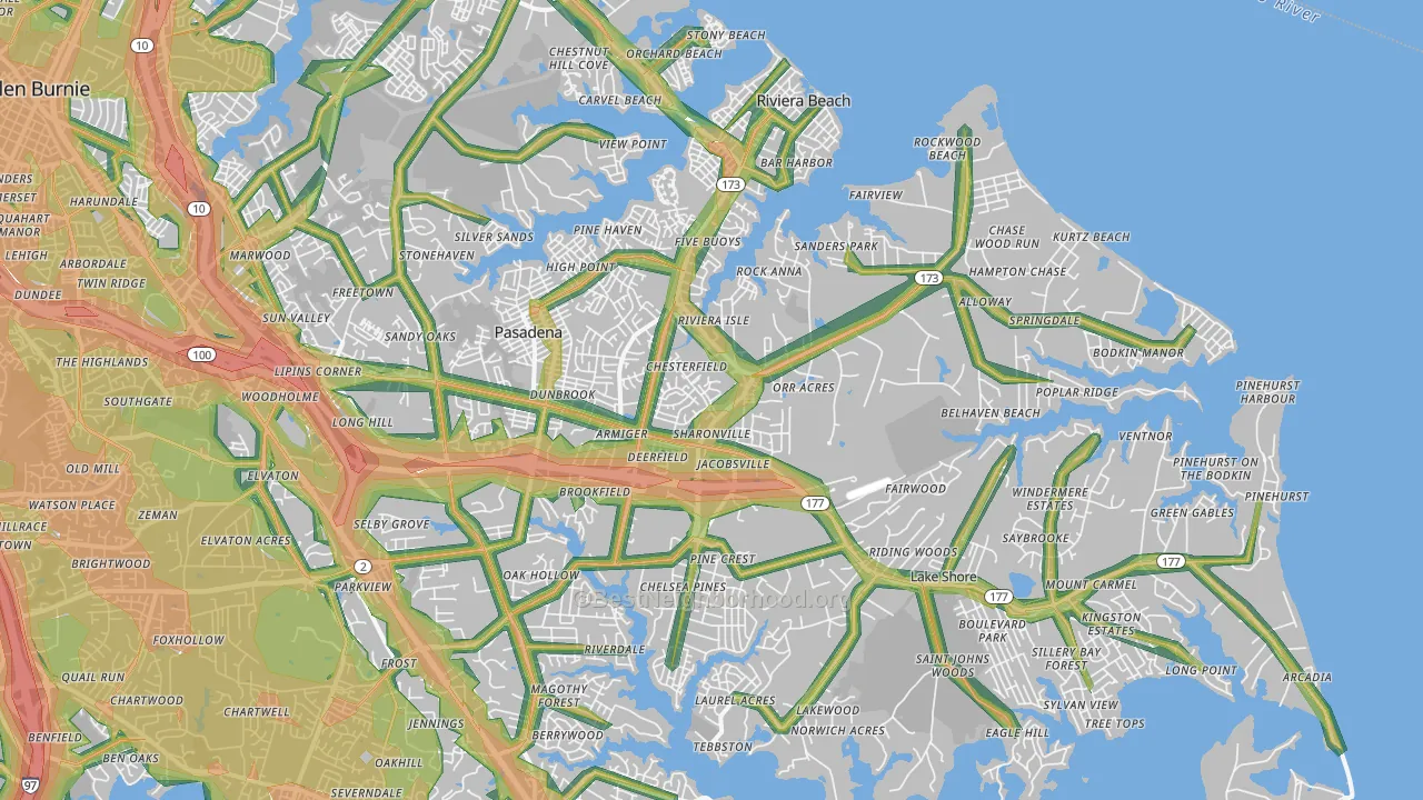 21122, MD Map of Noise Levels in 21122