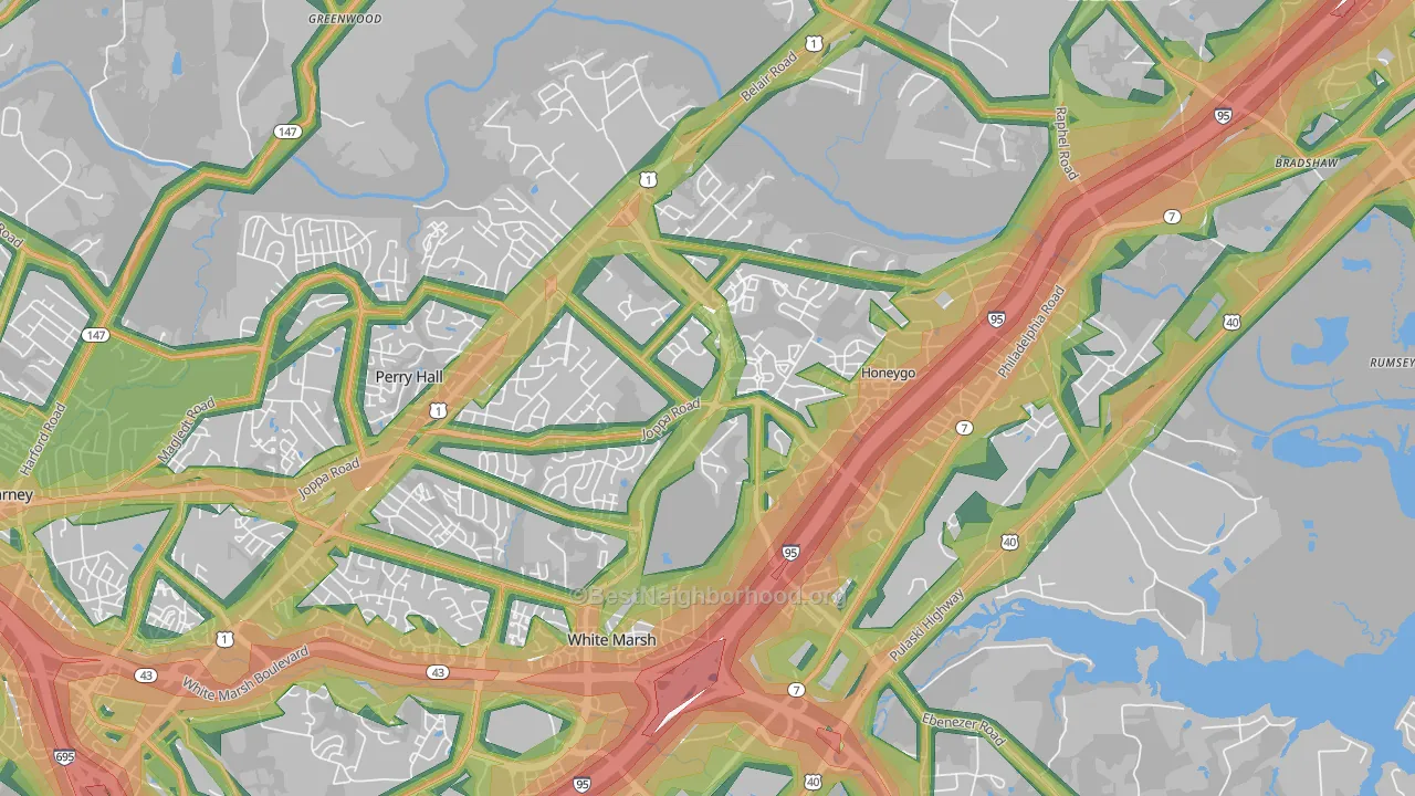 21128, MD Map of Noise Levels in 21128