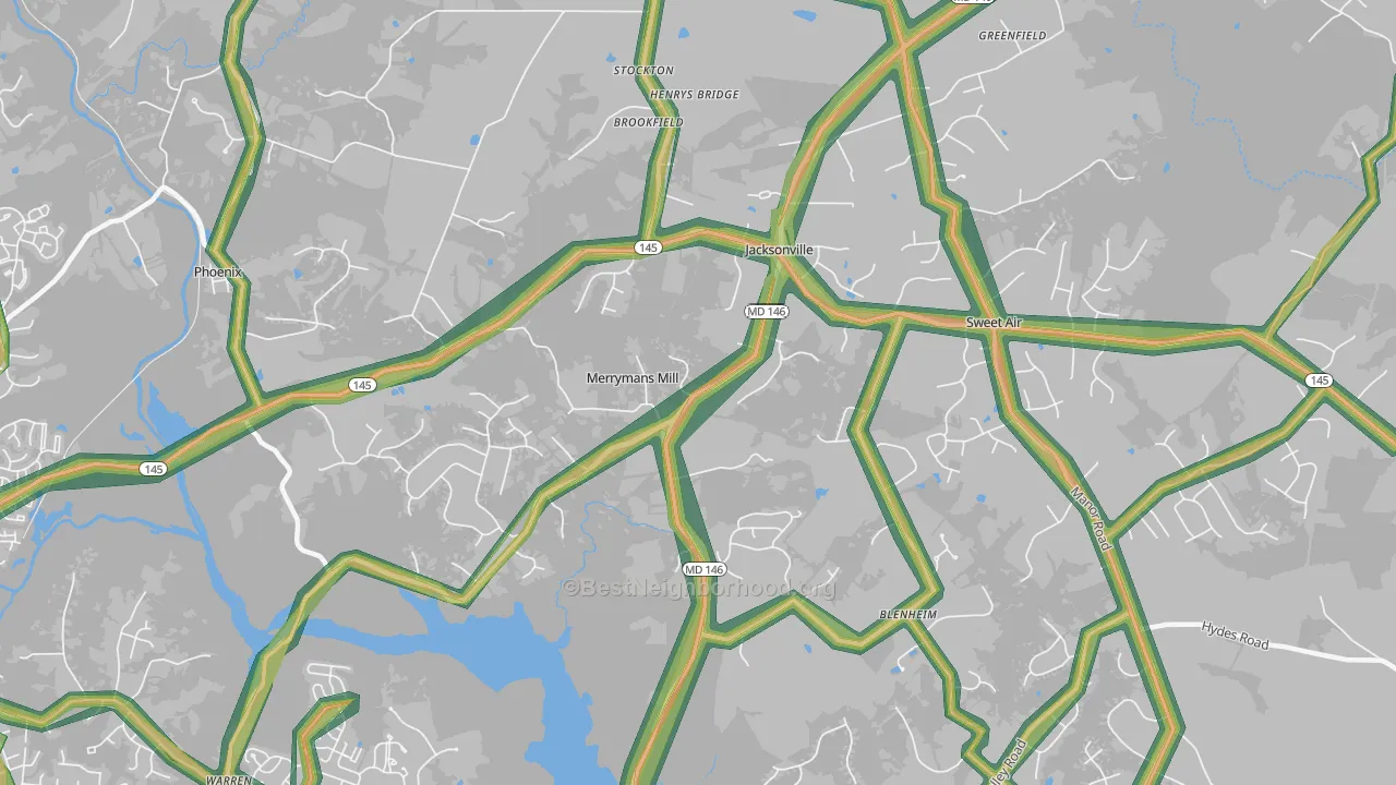 21131, MD Map of Noise Levels in 21131