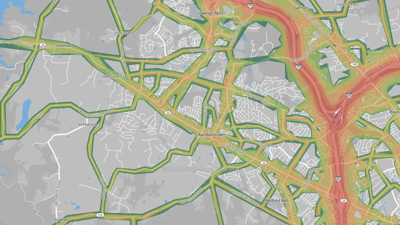 21133, MD Map of Noise Levels in 21133