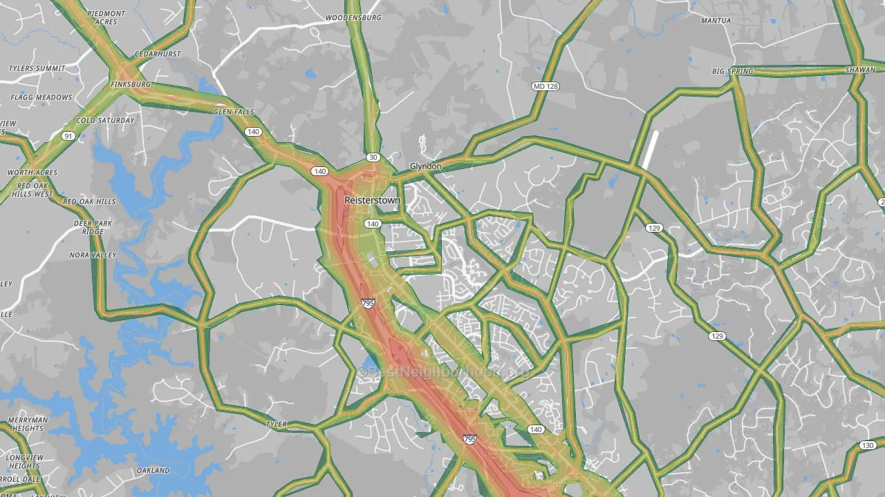 21136, MD Map of Noise Levels in 21136