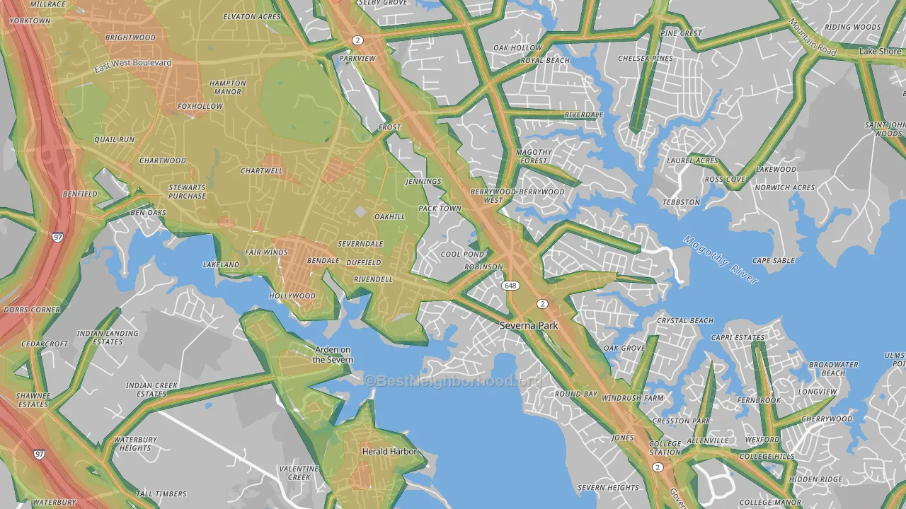 21146, MD Map of Noise Levels in 21146